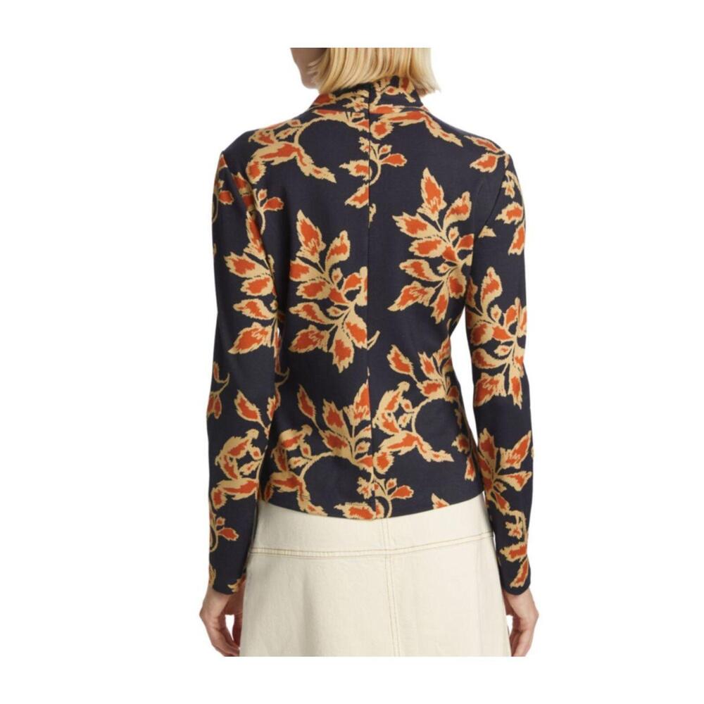NWT TANYA TAYLOR Navy Maura Floral Turtleneck Top XL  $345 - Picture 4 of 5